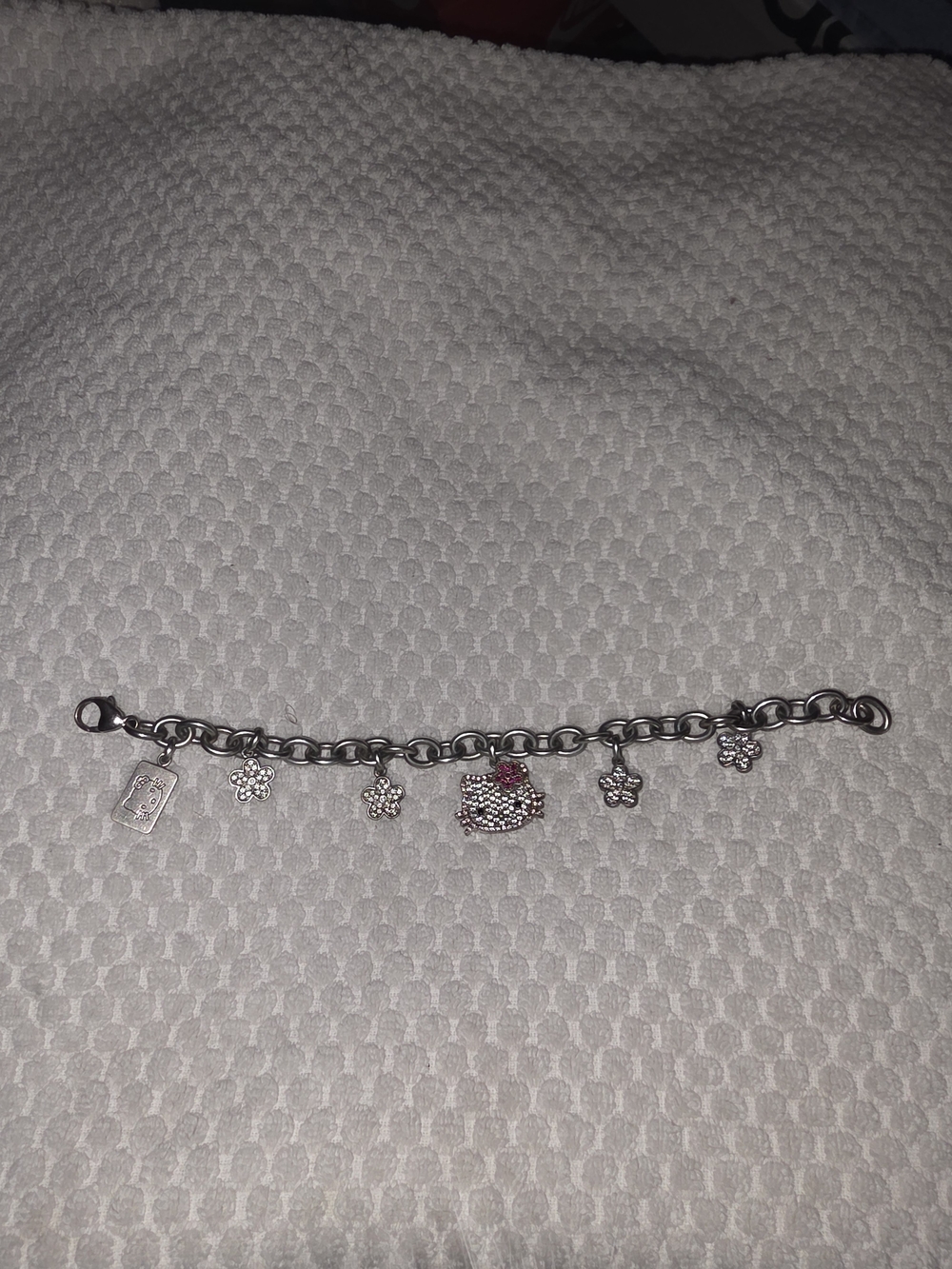 RARE Sanrio Hello Kitty Diamonique 925 Sterling Silver CZ Charm Bracelet